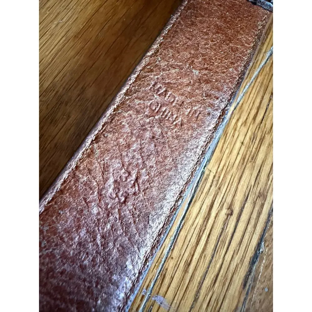 CHAPS Distressed Brown Italian Leather Belt Mens sz 34